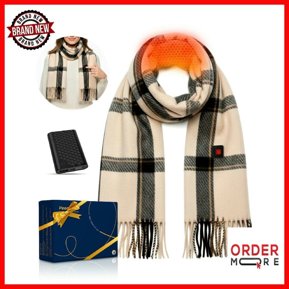 Rechargeable Heated Scarf with 6000mAh Battery, 3 Temp Settings, 8-Hour Heat